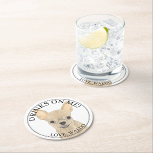 Porta-copo De Papel Redondo Casamento de Chihuahua de Cabeça Longa Personaliza