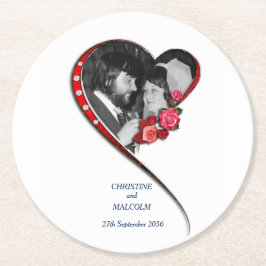 Porta-copo De Papel Redondo Casamento de Coração Insuflável