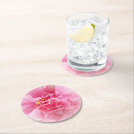 Porta-copo De Papel Redondo Casamento de Design Floral Rosa