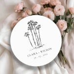 Porta-copo De Papel Redondo Casamento de esboço de palmeira tropical costeira<br><div class="desc">Para qualquer outra personalização ou qualquer outro item correspondente,  entre em contato comigo em yellowfebstudio@gmail.com</div>