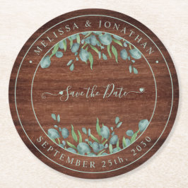 Porta-copo De Papel Redondo Casamento De Madeira Rústica Eucalyptus Salvar A D