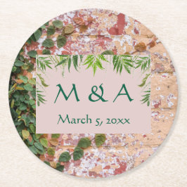 Porta-copo De Papel Redondo Casamento de Pincéis com a Ivy Verde