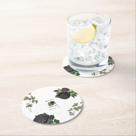 Porta-copo De Papel Redondo Casamento de Rosas Negras do Halloween