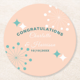 Porta-copo De Papel Redondo Casamento de Starburst Atômico do Meio século Mode