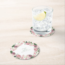 Porta-copo De Papel Redondo Casamento do Jardim das Flores Rosa Romântica com