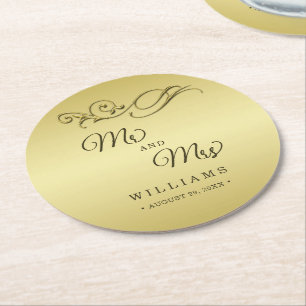 Porta-copo De Papel Redondo Casamento Dourado de luxo elegante