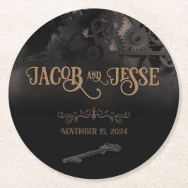 Porta-copo De Papel Redondo Casamento Elegante Black Steampunk