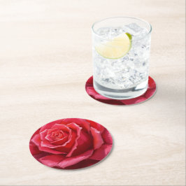 Porta-copo De Papel Redondo Casamento Floral Formal de Aquarela de Rosa Vermel
