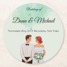 Casamento fluído com aquarela verde personalizada