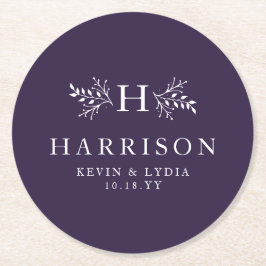 Porta-copo De Papel Redondo Casamento no inverno de queda roxo de ameixa de mo