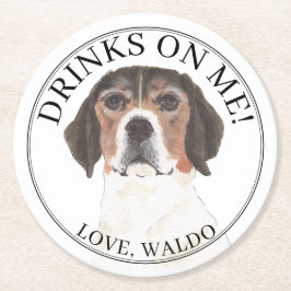 Porta-copo De Papel Redondo Casamento Personalizado de Beagle