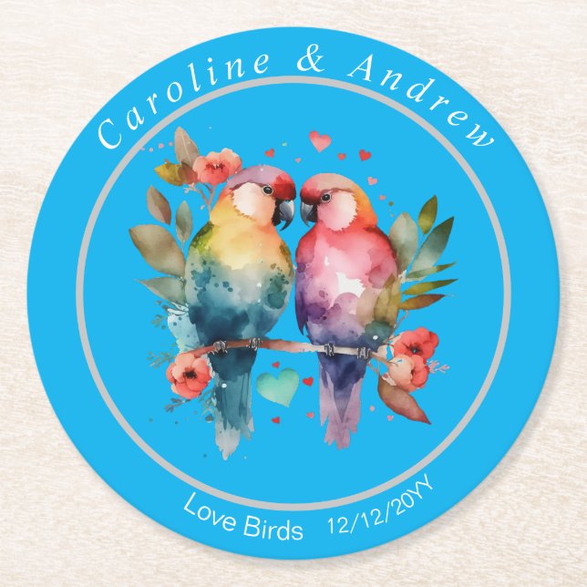 Porta-copo De Papel Redondo Casamento/Portas copos de ensaio (Frente)