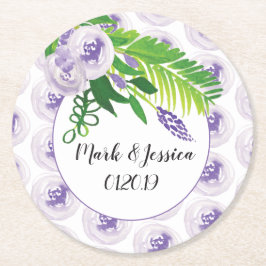 Porta-copo De Papel Redondo Casamento Púrpura De Mola Floral