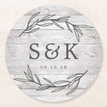 Casamento Rustic Laurel Leaf Monogramas