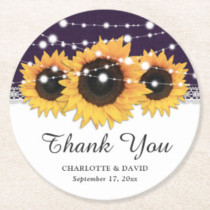 Porta-copo De Papel Redondo Casamento Rústico Roxo Rústico