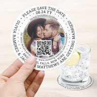 Casamento Salve a Data QR Code & Photo Modern Whit