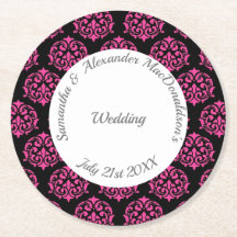 Casamento tema damasco rosa e preto Fuchsia