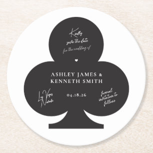 Porta-copo De Papel Redondo Casino Wedding Salvar Data