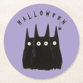 Porta-copo De Papel Redondo Cats and Halloween, personalized
