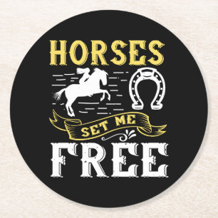 Porta-copo De Papel Redondo Cavalgada a Cavalo Preto Equestre Cavalo Western