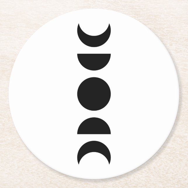 Porta-copo De Papel Redondo Celestial Moon Phases (Frente)