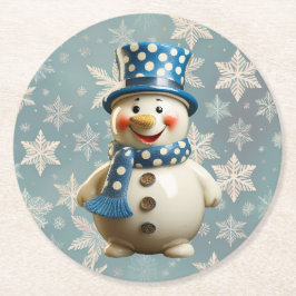 Porta-copo De Papel Redondo Ceramic Snowman Coaster