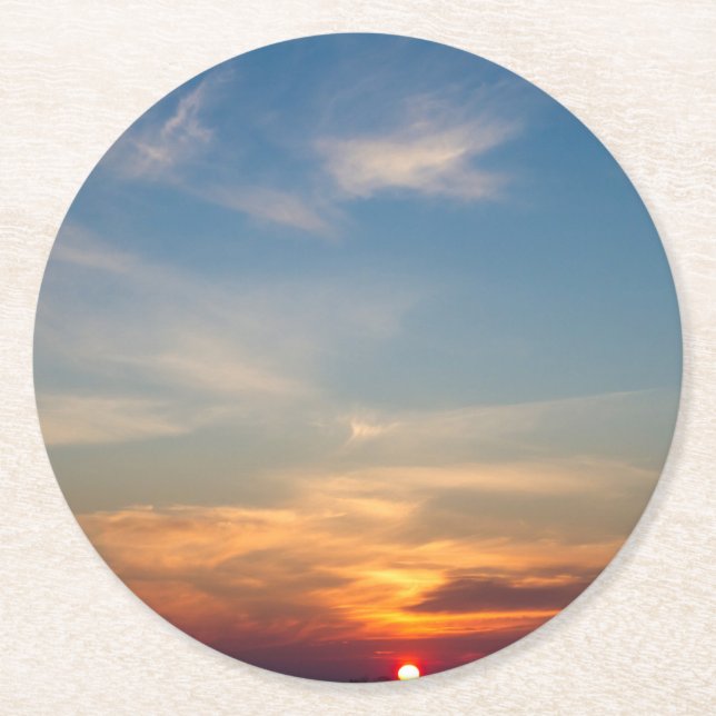 Porta-copo De Papel Redondo Céu sunset de inverno (Frente)