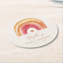 Porta-copo De Papel Redondo Chá de fraldas Boho Rainbow Terracotta