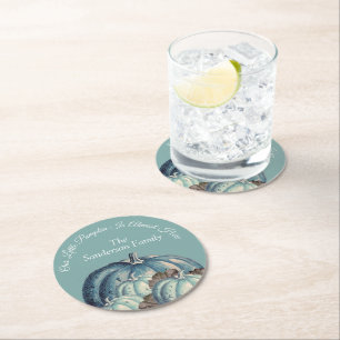 Porta-copo De Papel Redondo Chá de fraldas de abóbora azul