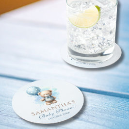 Porta-copo De Papel Redondo Chá de fraldas de Balão de Urso Cinzento de Cáudia