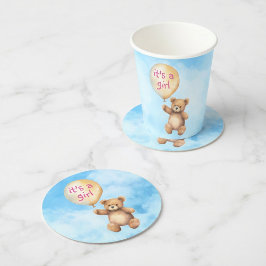 Porta-copo De Papel Redondo Chá de fraldas de balão flutuante de ursinho