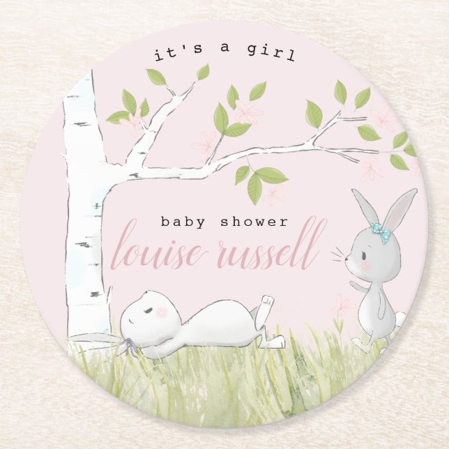 Porta-copo De Papel Redondo chá de fraldas de bebê (Frente)