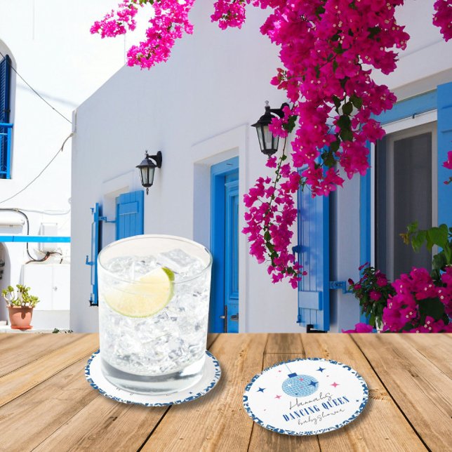 Porta-copo De Papel Redondo Chá de fraldas de discoteca musical Rainha Greek (Criador carregado)