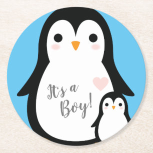 Porta-copo De Papel Redondo Chá de fraldas de pinguim