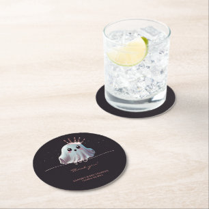 Porta-copo De Papel Redondo Chá de fraldas do Halloween Little Boo Fantasma