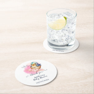 Porta-copo De Papel Redondo Chá de fraldas Floral Elegante De Ave-Egg Cute Kaw