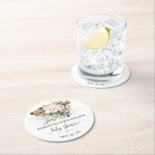 Porta-copo De Papel Redondo Chá de fraldas Florestal Florestal