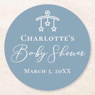 Porta-copo De Papel Redondo Chá de fraldas Minimalista de Chic Branco Dusty