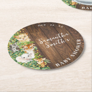 Porta-copo De Papel Redondo Chá de fraldas Safari Russo de Animais Selvagens