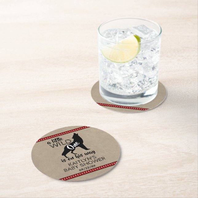 Porta-copo De Papel Redondo Chá de fraldas Wild One Boys (Insitu)