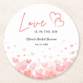 Porta-copo De Papel Redondo Chá de Noiva Amor Rosa e Vermelho no Ar