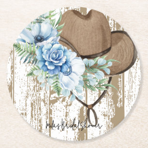 Porta-copo De Papel Redondo chá de noiva cowgirl