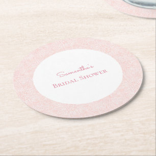 Porta-copo De Papel Redondo Chá de Noiva Floral Rosa Bege