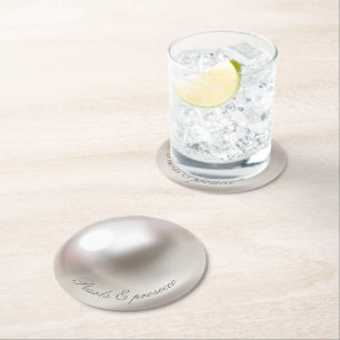 Porta-copo De Papel Redondo Chá de noiva Pérolas Elegantes e prosecco 