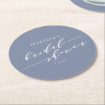 Porta-copo De Papel Redondo Chá de panela Azul de Script Minimalista Moderno P<br><div class="desc">Letra de script minimalista personalizada Porta copos de papel de Chá de panela em azul acinzentado</div>