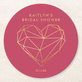 Porta-copo De Papel Redondo Chá de panela de Dia de os namorados cardíaco geom