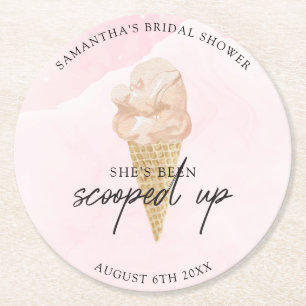 Porta-copo De Papel Redondo Chá de panela de Sorvete de Aquarela Moderna Chic