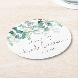 Porta-copo De Papel Redondo Chá de panela elegante Eucalyptus greenery