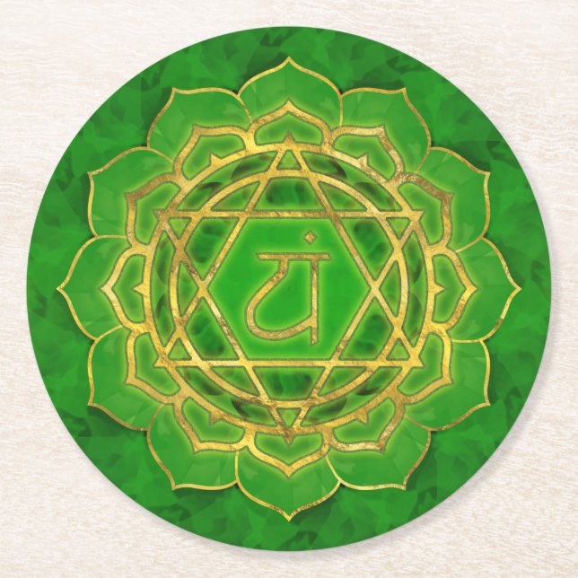 Porta-copo De Papel Redondo Chakra cardíaco - Anahata (Frente)