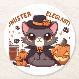 Porta-copo De Papel Redondo Chausie cat, uma mistura lúdica de Kawaii e Hallow